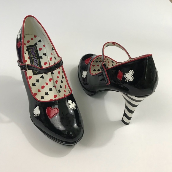 Funtasma Black Mary Jane Playing Card Heels Size 8 - Picture 7 of 8